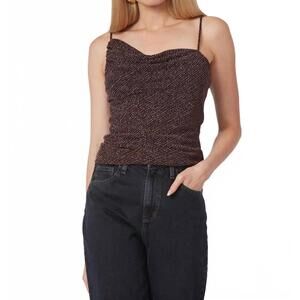 NEW GILNER FARRAR luci lurex tank top in brown